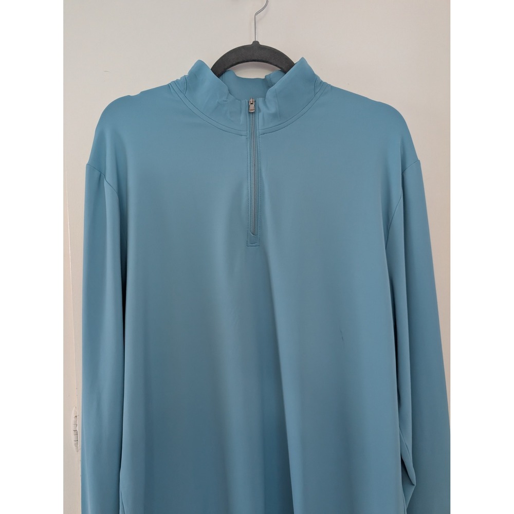 Johnnie-O Mens L Quarter Zip Golf Pullover‎ Haze Blue Performance Motion Active
